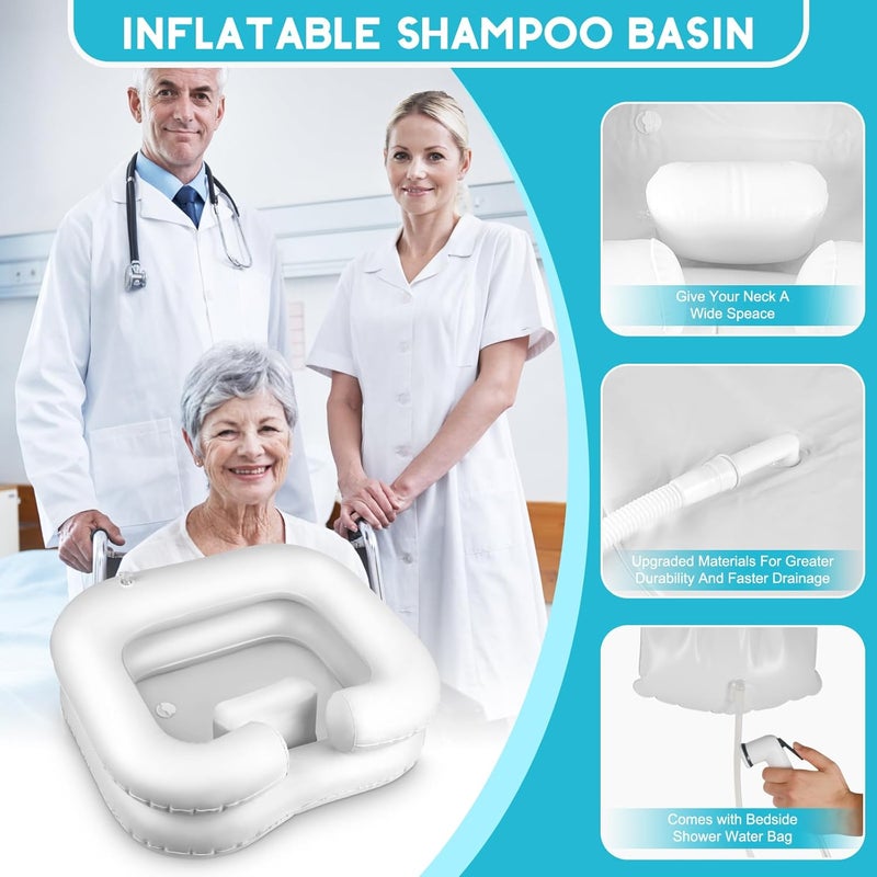 HYLCWTH Inflatable Shampoo Basin, Loc Detox Tub for Dreads, Shampoo Buddy Bowl for Bedridden, Disabled,Injured with 2.5 GL Portable Water Shower Bag（White） - Image 5